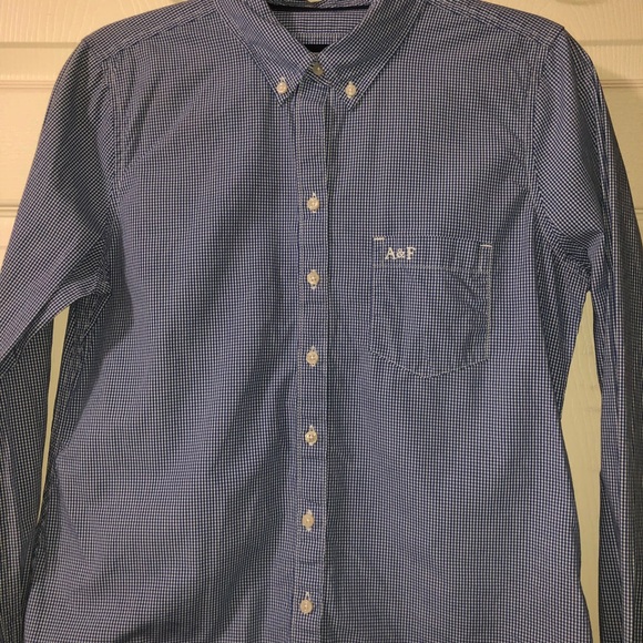 Blue & White Striped Button Down A&F Blouse - Picture 4 of 6